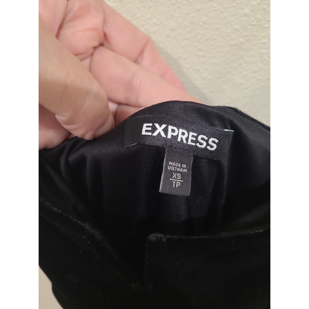 Express Black Velour Tank with peplum Women SZ XS goth witchy festival punk vamp - Picture 3 of 10